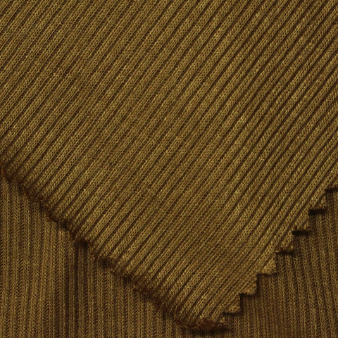 Printed Viscose Stretch Rib Knit Fabric, 280 gsm, 125 cm — Khaki
