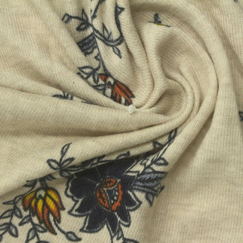 Navy Floral Chunky Knit, Polyester