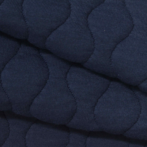 Jacquard Polyester Stretch Waffle Knit Fabric, 425 gsm, 152 cm — Navy