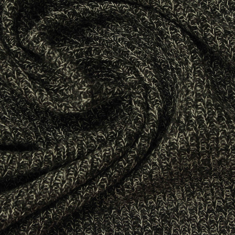 Dark Grey Marl Rib Knit, Viscose-Poly, 210 gsm