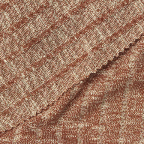 Cream Marl Rib Knit, Viscose-Poly, 250 gsm