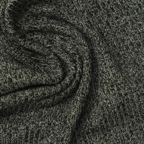 Dark Grey Marl Rib Knit, Viscose-Poly, 270 gsm, 160 cm