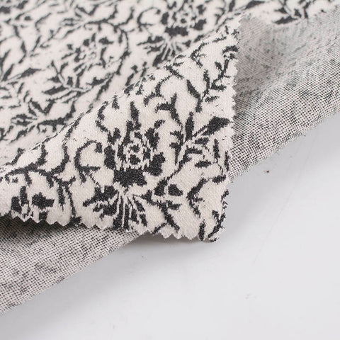 Black Floral Interlock Knit, Cotton-Metallic