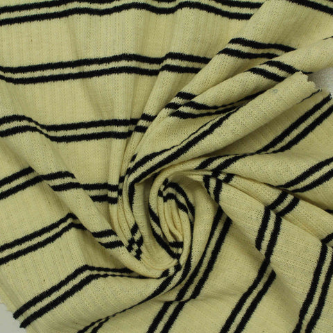 Black Stripes Rib Knit, Cotton