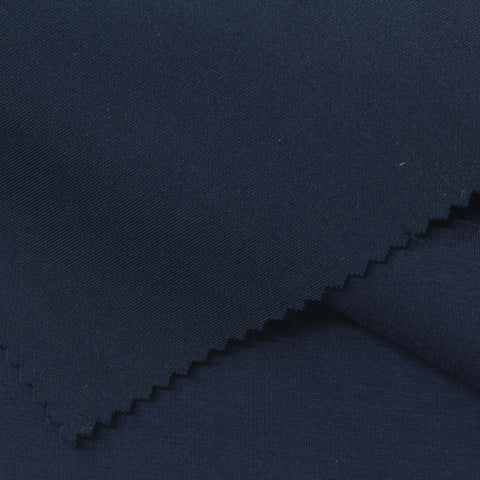 Polyester Viscose Stretch Scuba Knit Fabric, 320 gsm, 165 cm — Navy