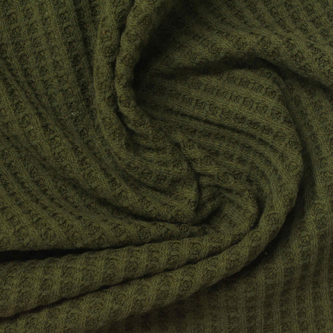 Cotton Tencel Lyocell Waffle Knit Fabric, 260 gsm, 125 cm — Green