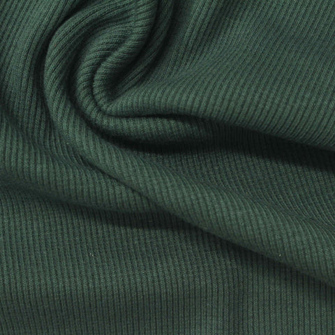Dark Green Rib Knit, Poly-Cotton