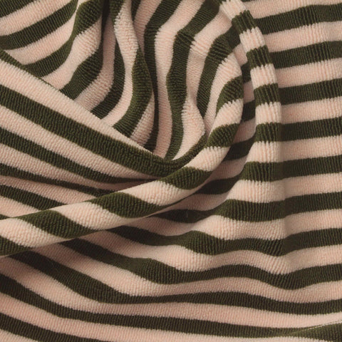 Pale Peach Horizontal-Stripe French Terry, Polyester