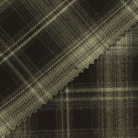 Olive-Green Plaid Woven, Poly-Viscose