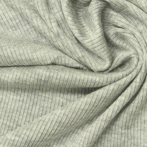 Heather Viscose Stretch Rib Knit Fabric, 190 gsm, 120 cm — Grey