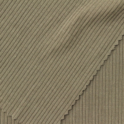 Viscose Stretch Rib Knit Fabric, 250 gsm, 120 cm — Khaki