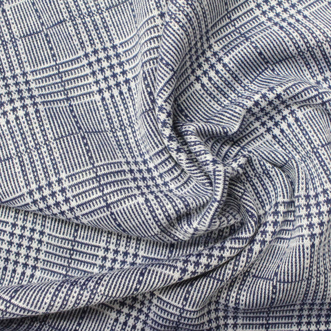 Blue Plaid Jacquard, Viscose-Poly