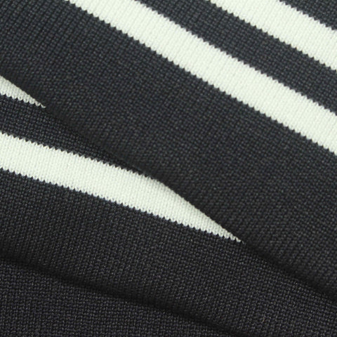 White Horizontal-Stripe Rib Knit, Polyester, 580 gsm