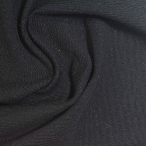 Cotton Stretch French Terry Fabric, 350 gsm, 310 cm — Black