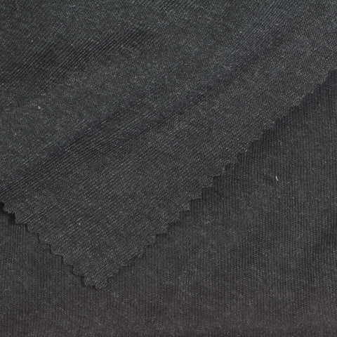 Dark Grey Marl Rib Knit, Polyester, 180 gsm, 185 cm