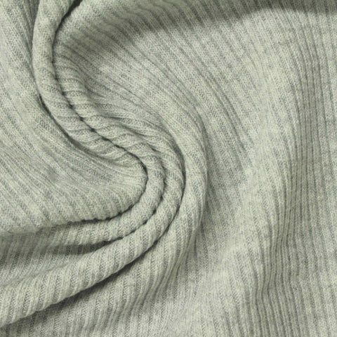 Heather Grey Marl Rib Knit, Poly-Viscose, 320 gsm