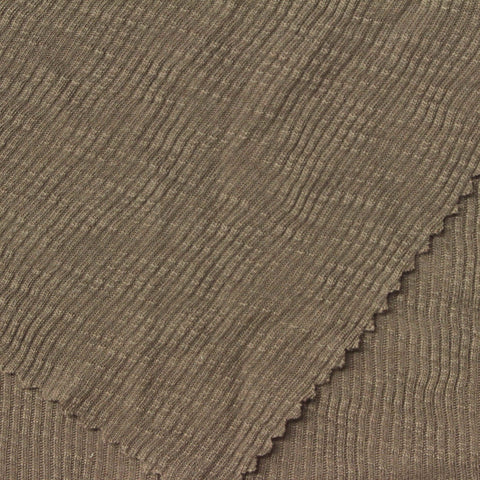 Slub Polyester Viscose Rib Knit Fabric, 160 gsm — Khaki