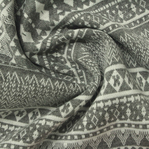 Grey Bands Interlock Knit, Poly-Viscose