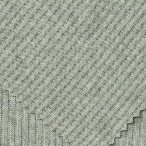 Light Grey Marl Rib Knit, Poly-Viscose, 215 gsm