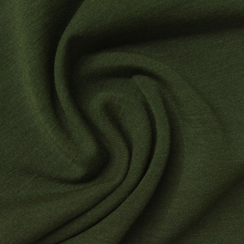 Brushed Polyester Modal Stretch French Terry Fabric, 280 gsm, 160 cm — Green