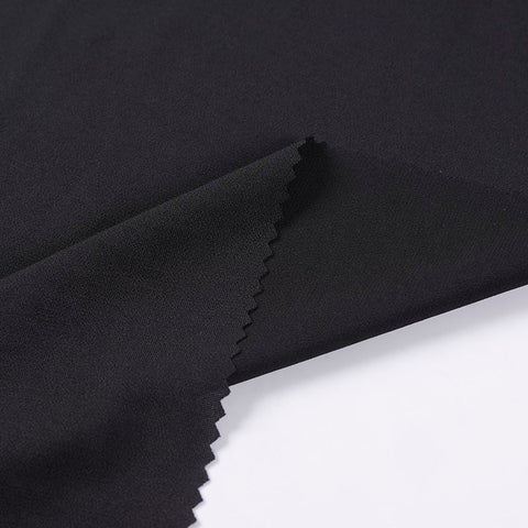 Polyester Stretch Linen-Look Fabric, 205 gsm, 165 cm — Black