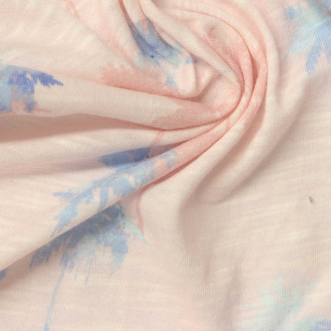 Peach Palm Jersey Knit, Cotton