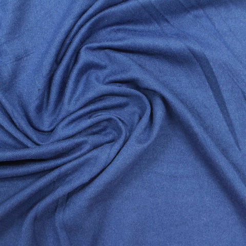Brushed Polyester Stretch Jersey Knit Fabric, 146 gsm — Blue