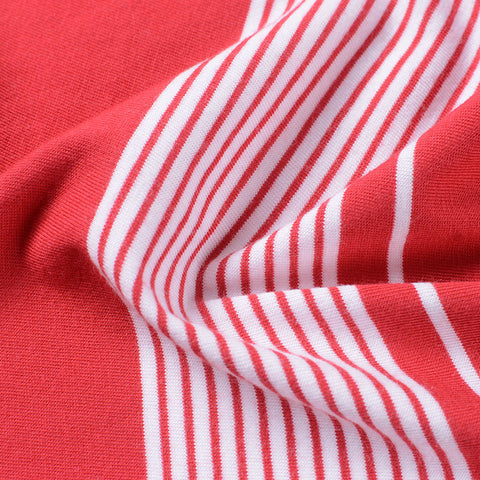 White Horizontal-Stripe Jersey Knit, Cotton-Modal