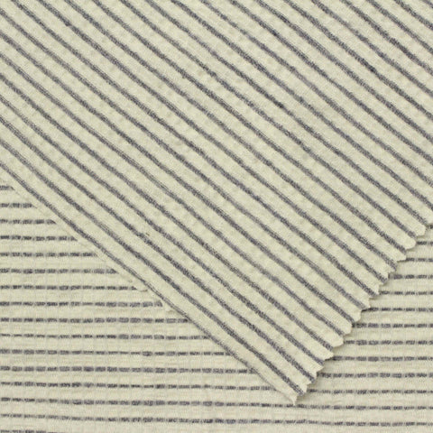 Dark Grey Horizontal-Stripe Crepe, Viscose, 251 gsm