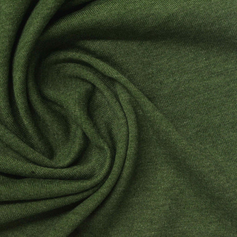 Dark Olive Marl Jersey Knit, Poly-Cotton