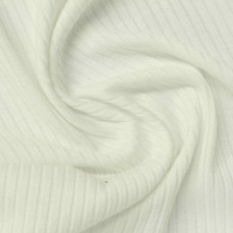 Polyester Stretch Rib Knit Fabric, 250 gsm, 166 cm — White