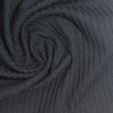 Charcoal Rib Knit, Poly-Viscose