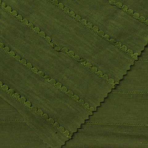 Olive Stripes Jersey Knit, Poly-Viscose