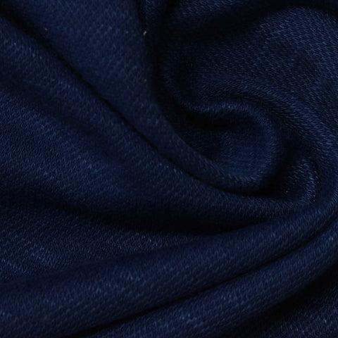 Dark Blue Heathered-Marl Interlock Knit, Polyester, 170 gsm
