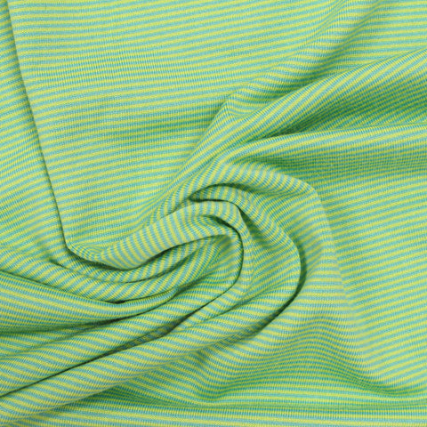 Light Green Horizontal-Stripe Jersey Knit, Polyester, 196 gsm