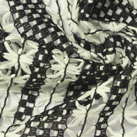 Black Floral Jacquard, Poly-Cotton, 200 gsm