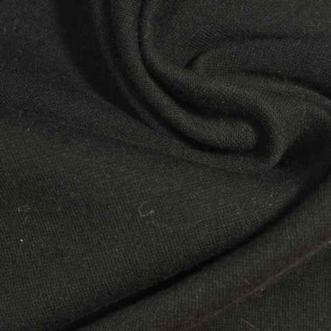 Cotton Polyester Stretch Rib Knit Fabric, 205 gsm, 160 cm — Black