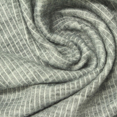 Grey Marl Rib Knit, Poly-Viscose, 180 gsm, 150 cm