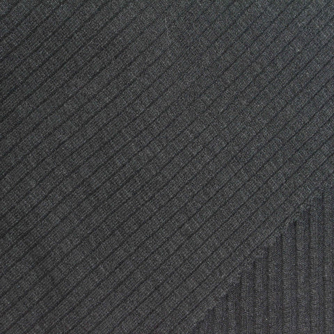 Dark Grey Marl Rib Knit, Poly-Cotton, 275 gsm
