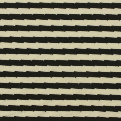 Black Horizontal-Stripe Jacquard, Viscose-Poly