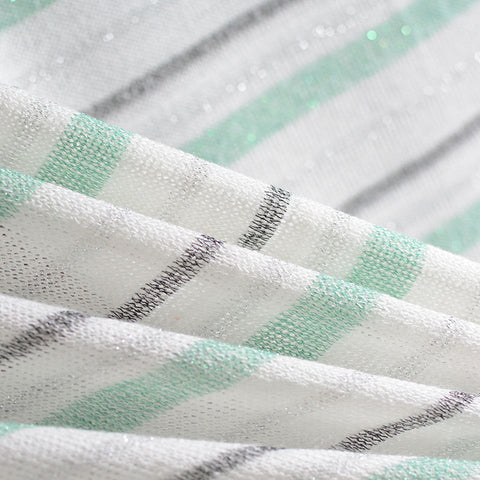 White Horizontal-Stripe Chunky Knit, Poly-Viscose, 146 gsm
