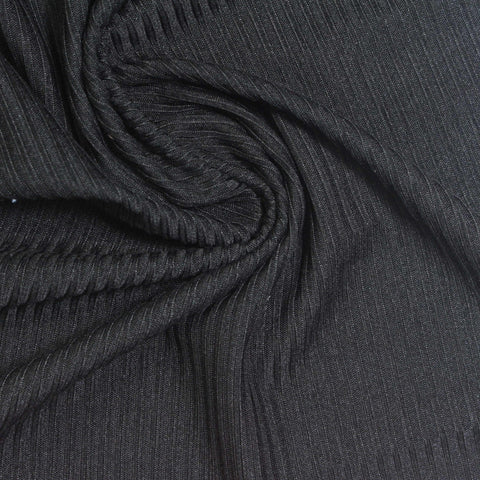 Grey Vertical-Stripe Rib Knit, Polyester, 156 gsm