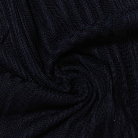 Brushed Polyester Stretch Rib Knit Fabric, 220 gsm — Navy