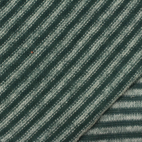 Dark Green Horizontal-Stripe Chunky Knit, Polyester, 150 gsm