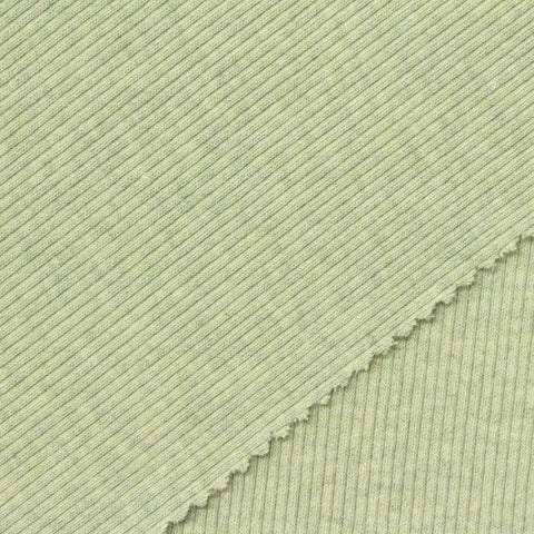 Light Green Heather Rib Knit, Cotton-Viscose