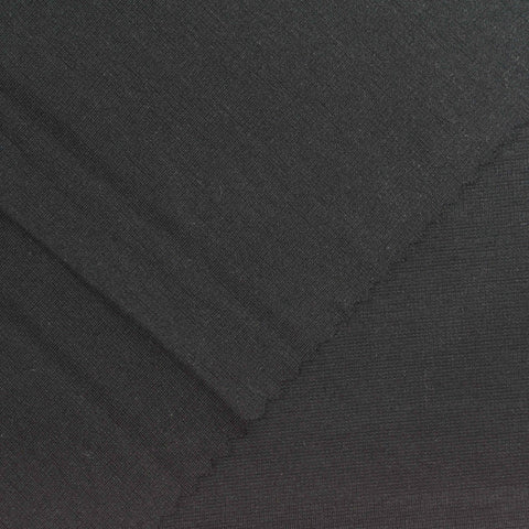 Viscose Nylon Blend Ponte Knit Fabric, 200 gsm, 165 cm — Black