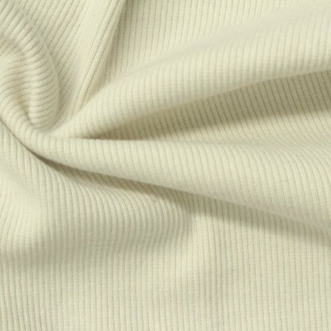Polyester Cotton Stretch Rib Knit Fabric, 381 gsm, 131 cm — Beige