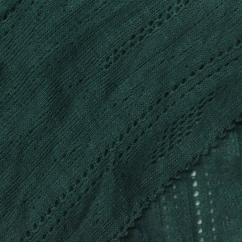 Dark Green Vertical-Eyelet Pointelle Knit, Poly-Cotton