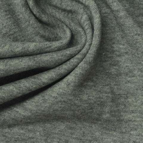 Heathered Grey Marl French Terry, Cotton-Poly, 210 gsm