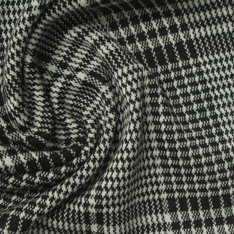 Black Houndstooth Jacquard, Poly-Viscose, 300 gsm, 160 cm